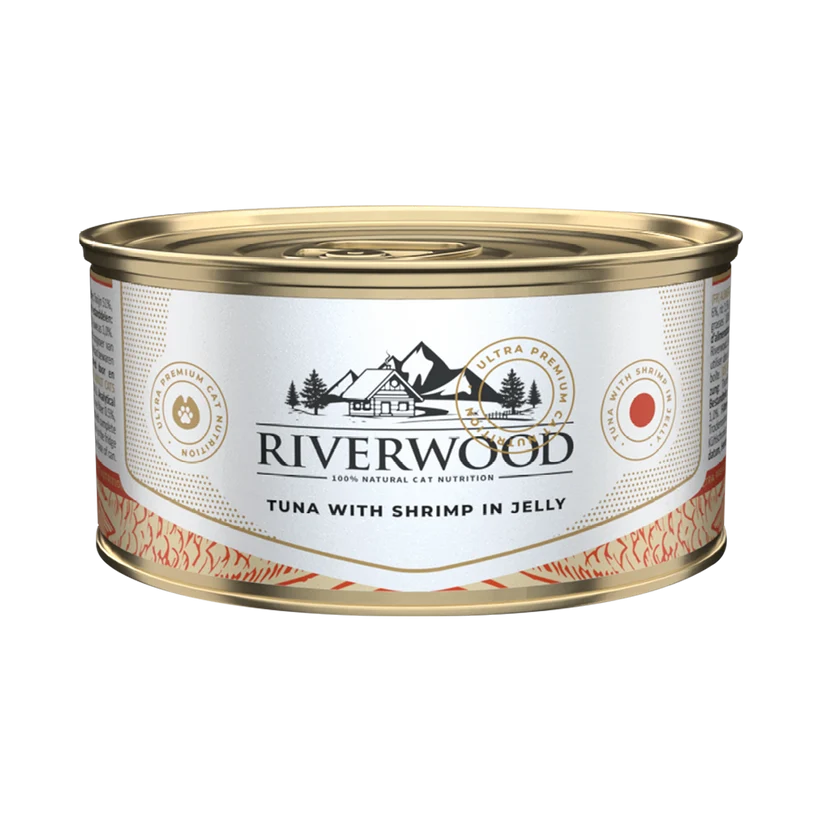Riverwood Mokra karma dla kotów - Tuńczyk z Krewetkami w galaretce (85g)