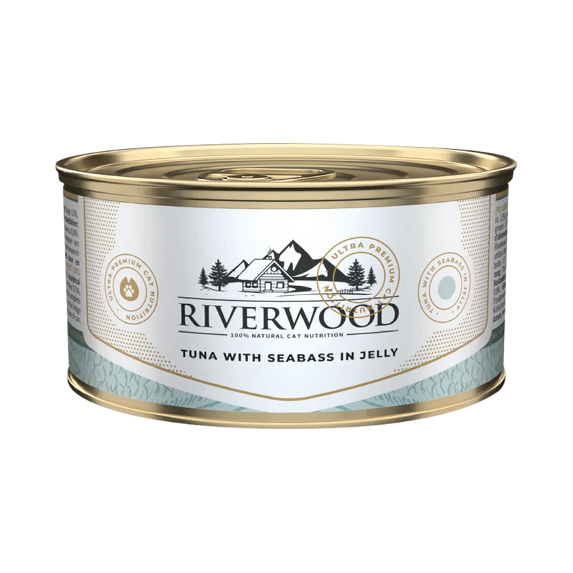 Riverwood Mokra karma dla kotów - Tuńczyk z Okoniem morskim (Labraks) w galaretce (85g)