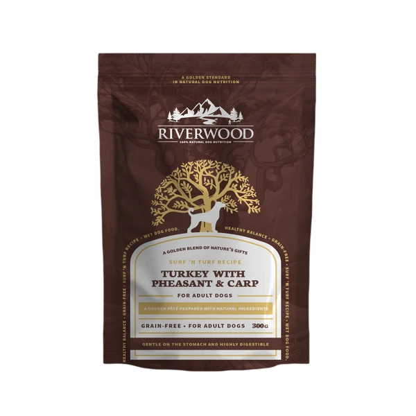 Riverwood Mokra karma w saszetce dla psów - Indyk z Bażantem i Karpiem (300g)
