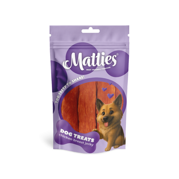 Matties Przysmaki dla psów - Suszone paski z piersi kurczaka Jerky (150g)