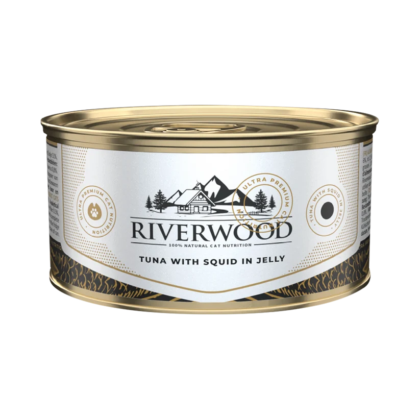 Riverwood Mokra karma dla kotów - Tuńczyk z Kalmarem w galaretce (85g)