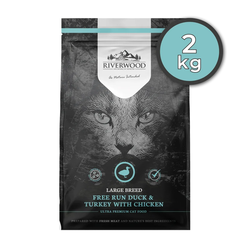 Riverwood Sucha karma dla kotów ras dużych - Kaczka, Indyk i Kurczak (2kg)