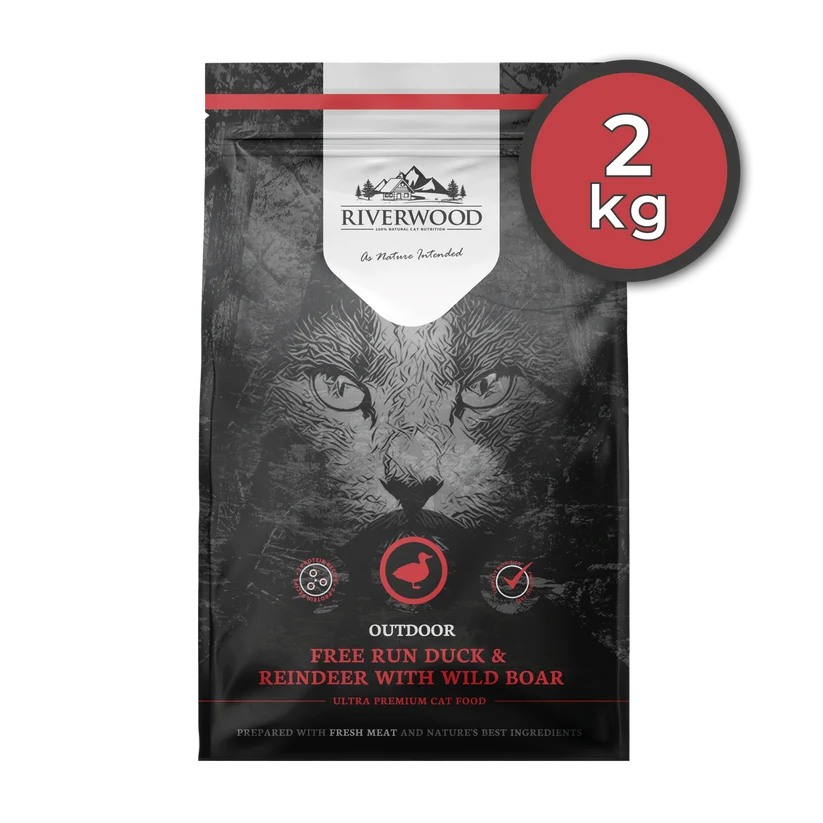 Riverwood Sucha karma dla kotów Outdoor - Kaczka, Renifer i Dzik (2kg)