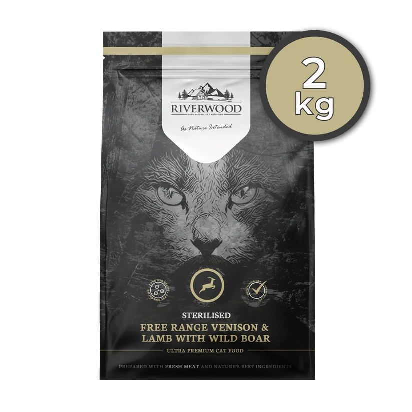 Riverwood Sucha karma dla kotów sterylizowanych - Dziczyzna, Jagnięcina z dzikiem (2kg)